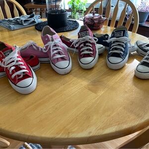 Converse Sneakers in Red, Pink, and Blue,Grey and Burgundy. Selling as a lot